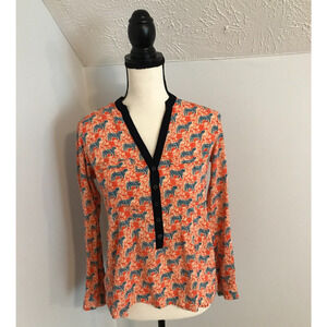 Anthropologie Vanessa Virginia Honore Orange Tiger Print Blouse